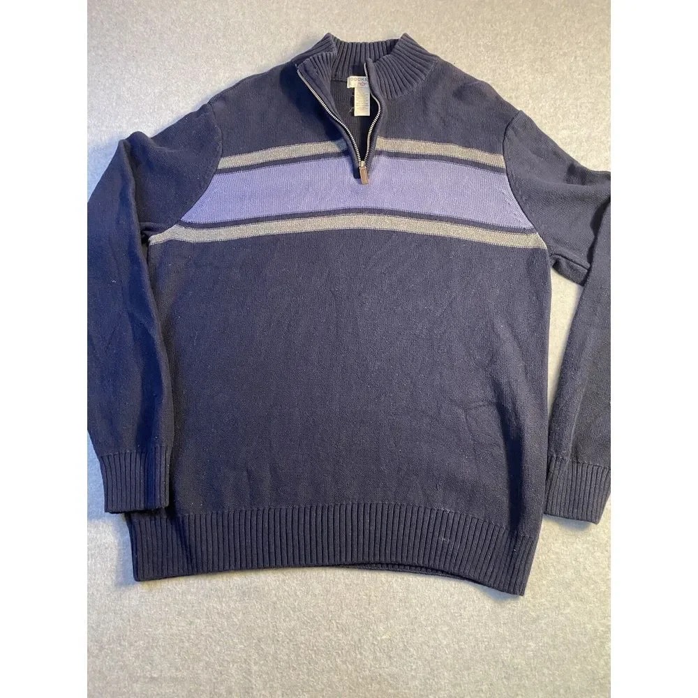 Dockers Mock Neck 1/4 Zip Lightweight Blue Sweater - Men's‎ Large